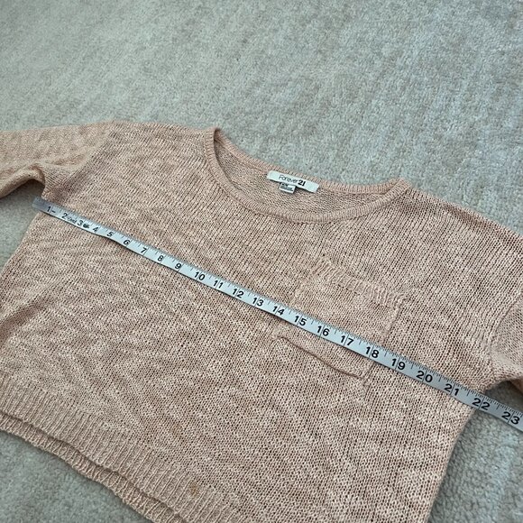 Forever 21 Cropped Sheer Metallic Sweater Knit Top M - Picture 6 of 11